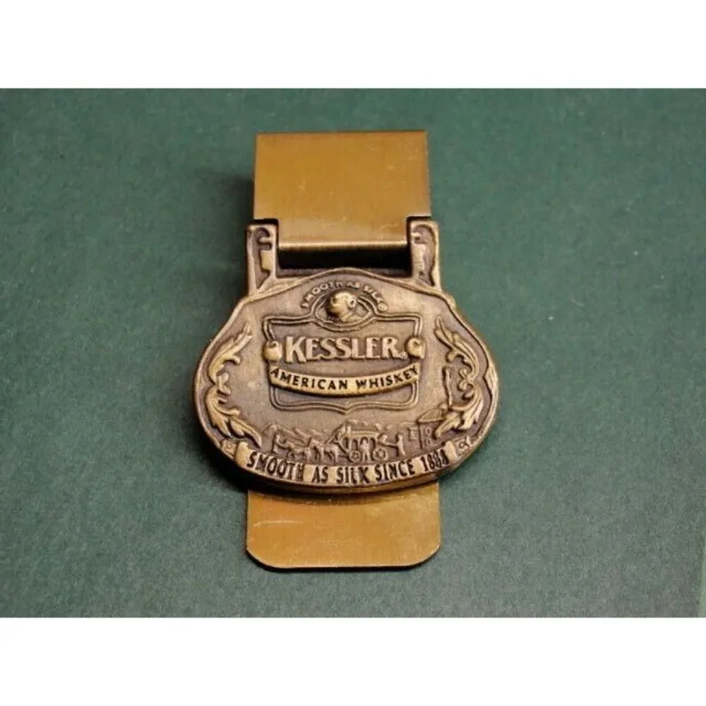 Kessler American Whiskey Money Clip Smooth As Silk Bronze Tone Credit Card Cash